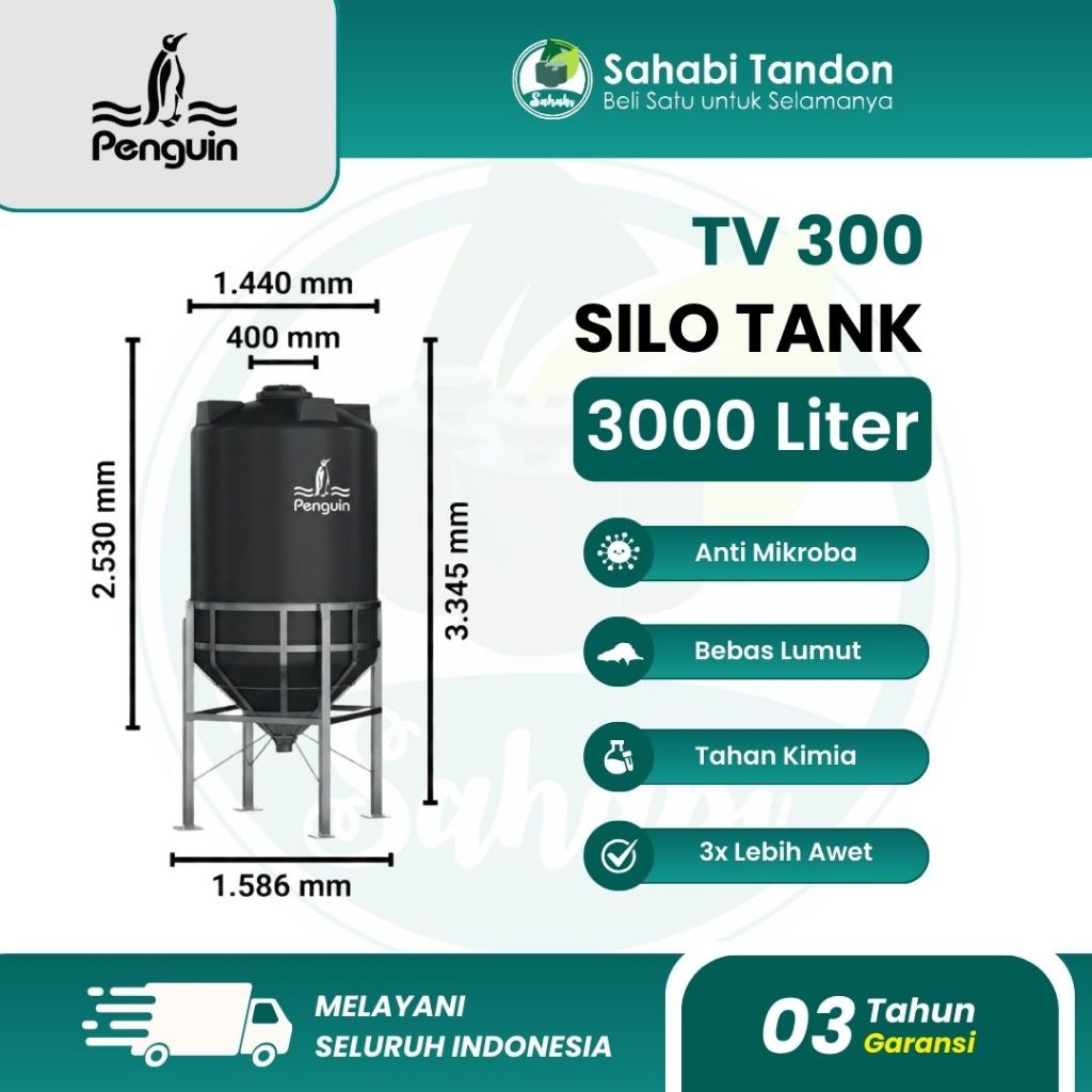 Tandon Air / Toren Air / Tangki Air Penguin Silo Tank 3000 Liter