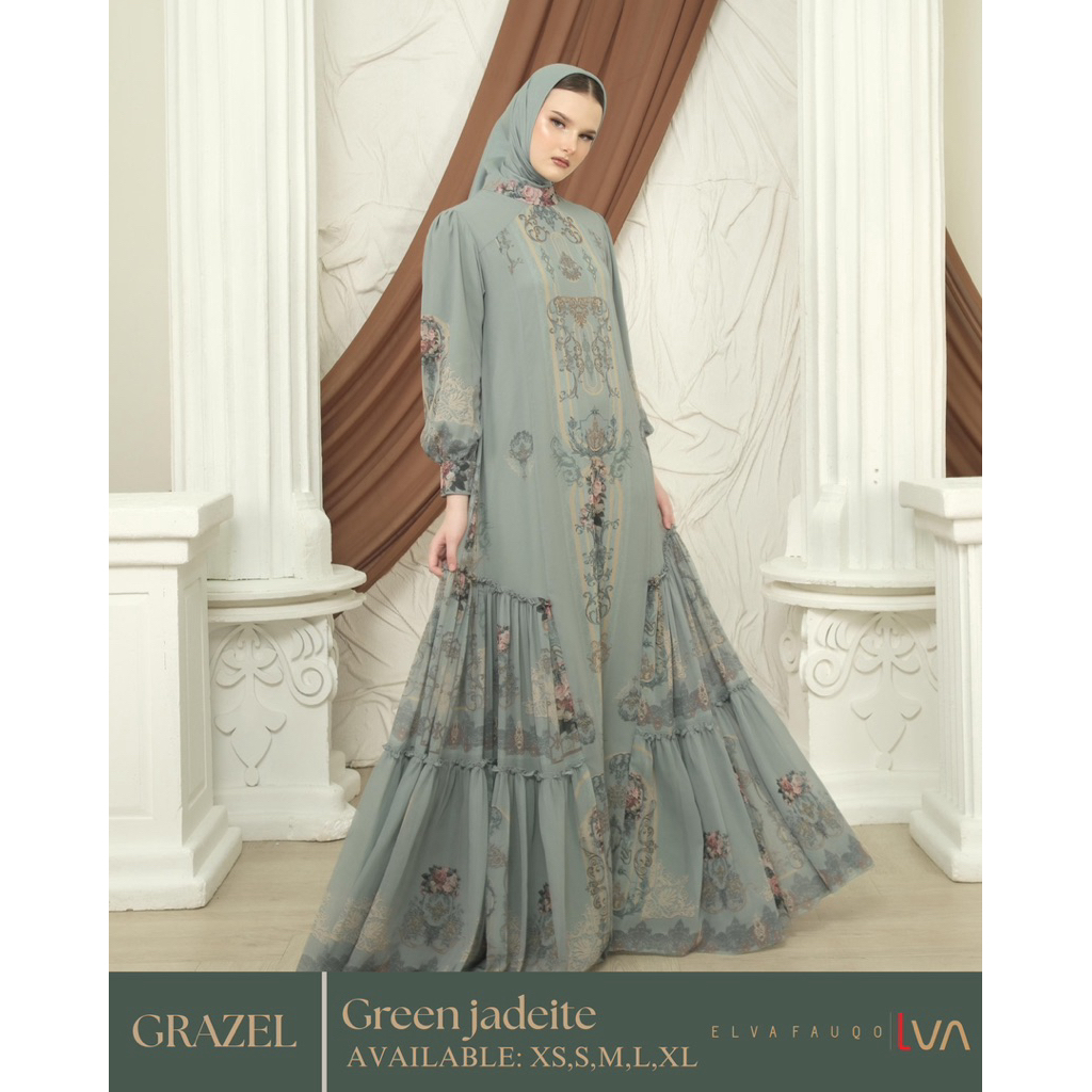 LVA SYARI GRAZEL ABAYA PREMIUM GREEN JADE /DRESS MUSLIMAH SIMPEL PREMIUL ORIGINAL