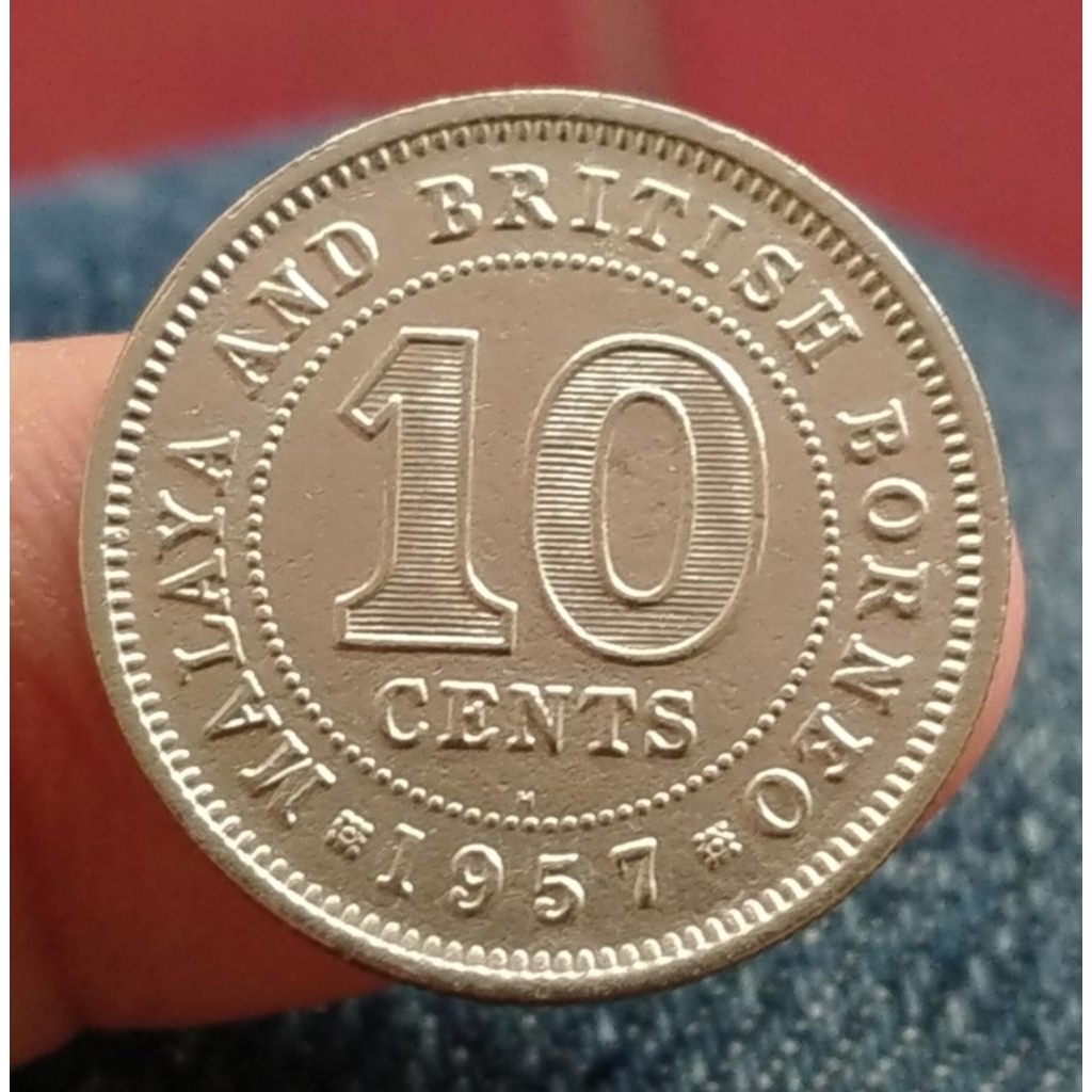 Koin Kuno Malaya and British Borneo 10 Cents 1957 cuci