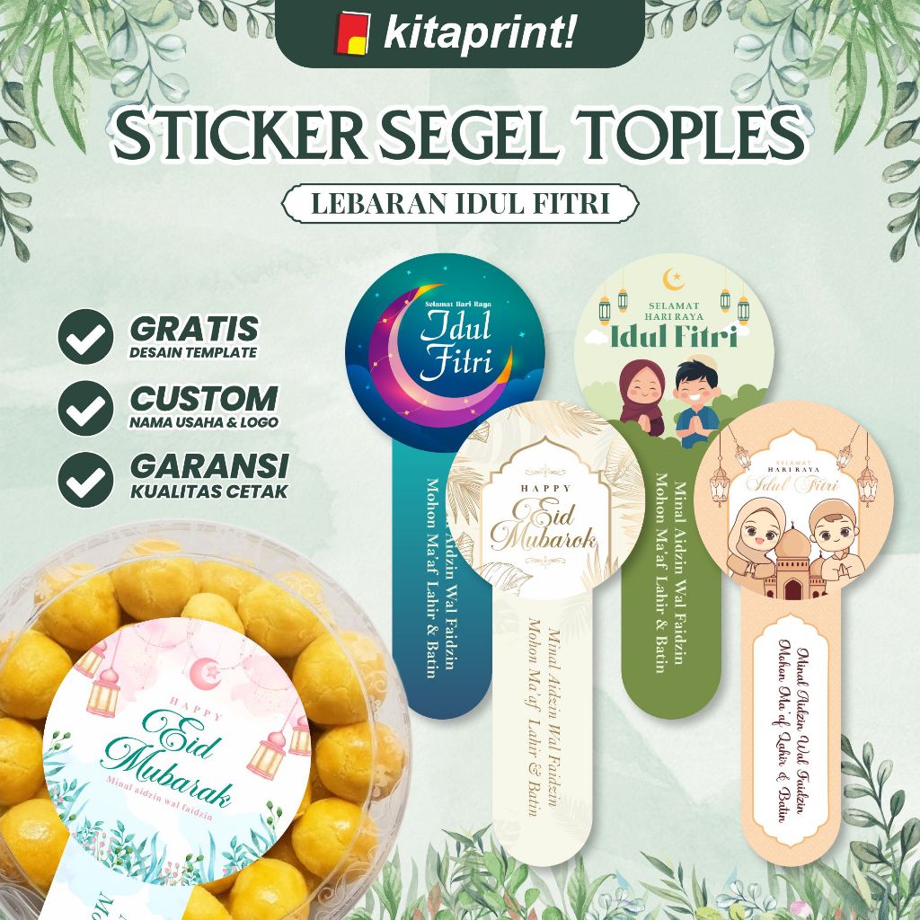 Stiker Segel Toples Kue Lebaran - Stiker Toples kue kering - Stiker Hampers Custom