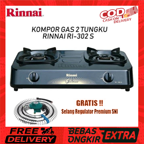 Kompor Gas Rinnai RI-302S 2 Tungku - Efisiensi Tinggi, Ramah Lingkungan, Desain Elegan