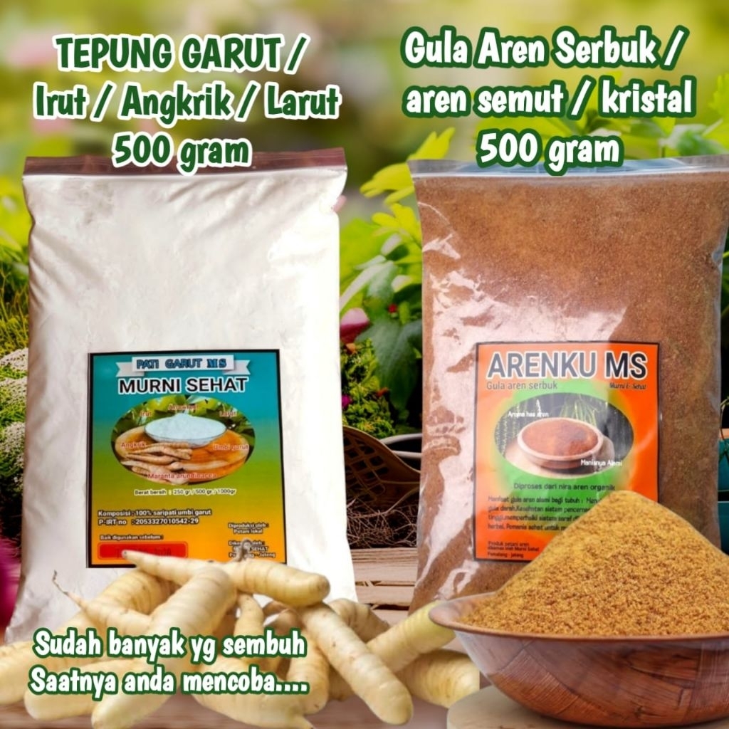 Pati Garut / aci Angkrik 500gr dan gula aren serbuk 500gr