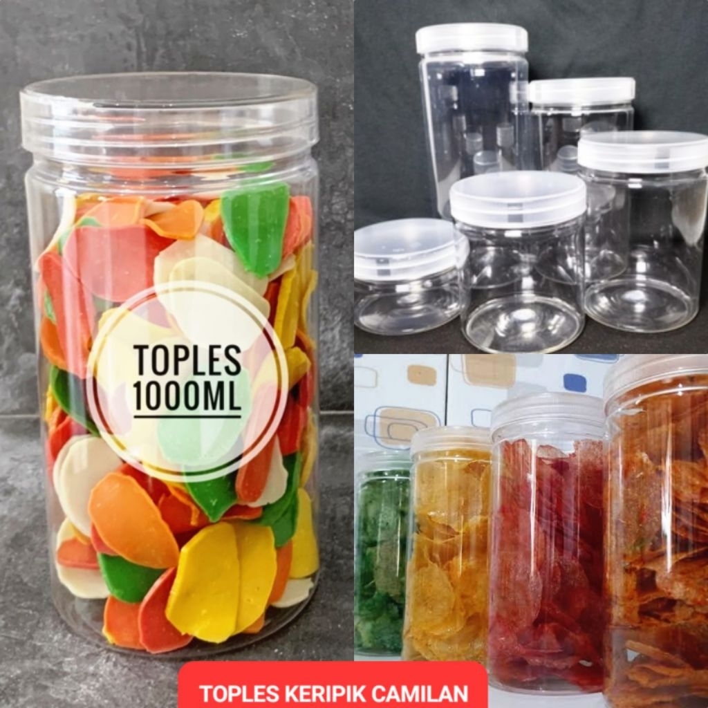 Toples Keripik Camilan Jajan Silinder Bening Transparan | Lodong Wadah tempat snack krupuk | Jar Wad