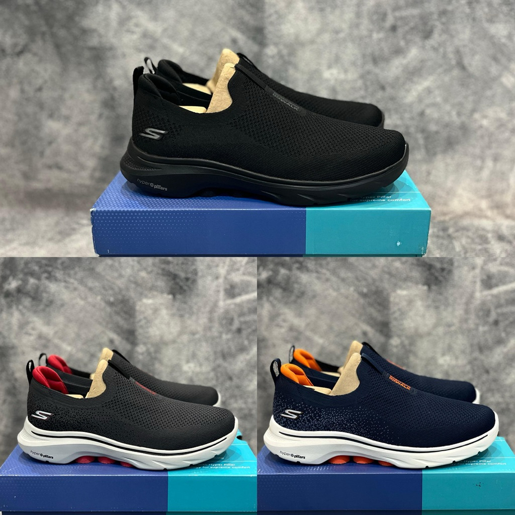 Skechers Go Walk 6 / 7 Black / Navy Men’s Shoes Original