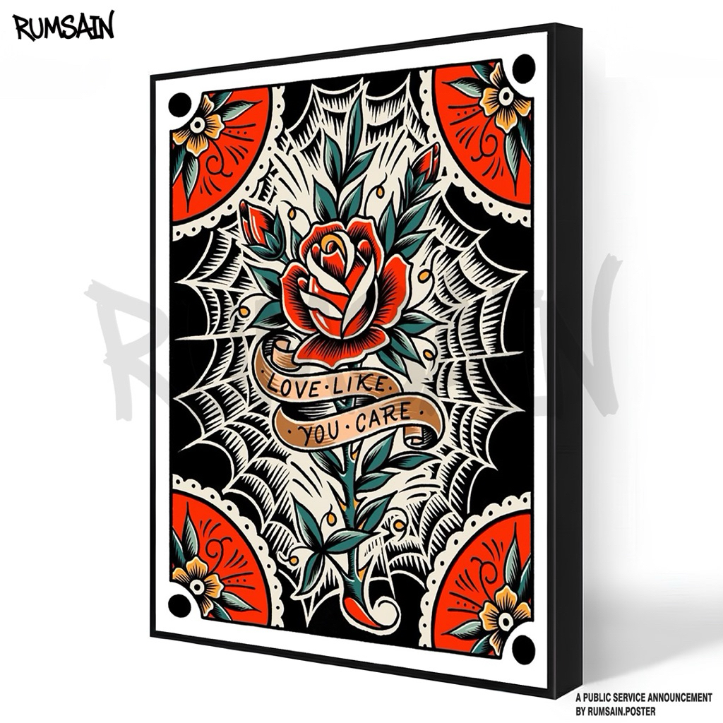 Rumsain poster - Net Flower  - home decor - Bingkai minimalis - poster dinding - dekorasi dinding - 