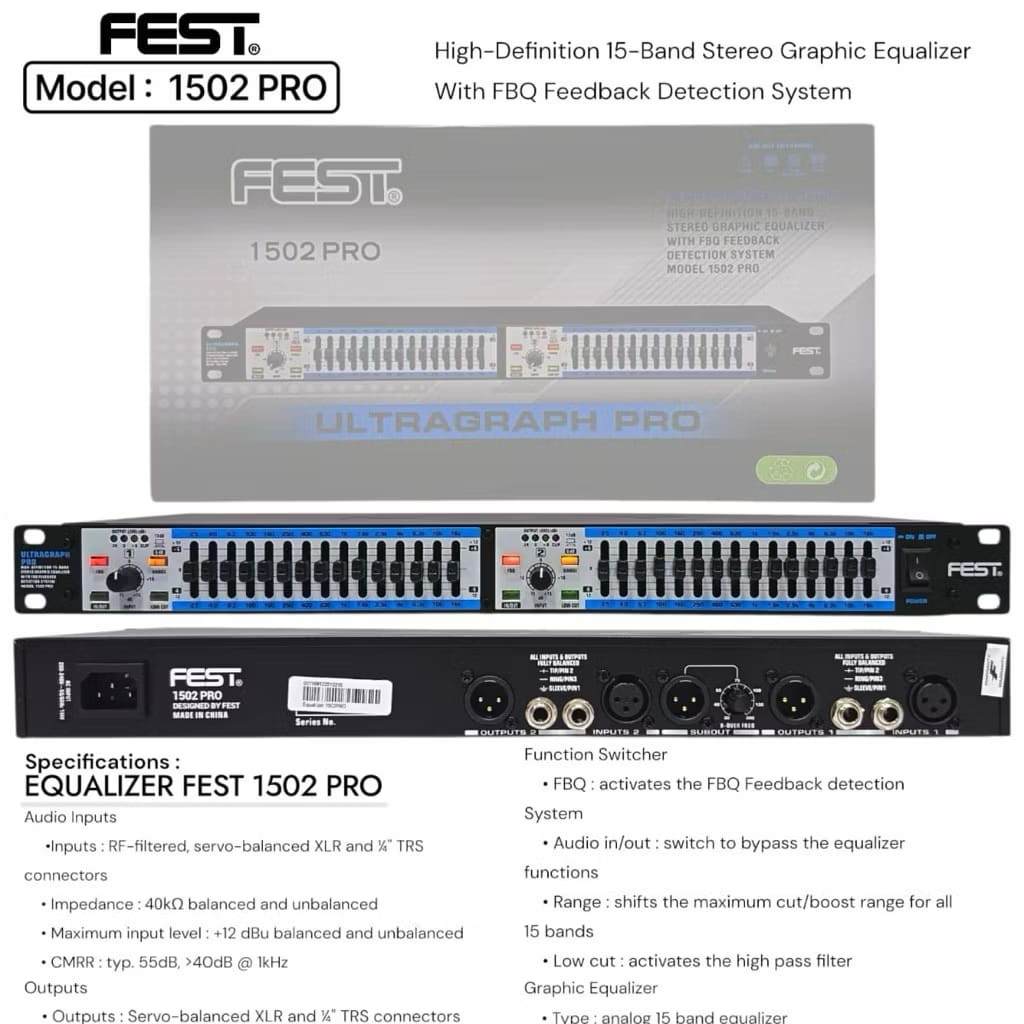 Equalizer Fest 1502Pro original With fbq Feedback Detection