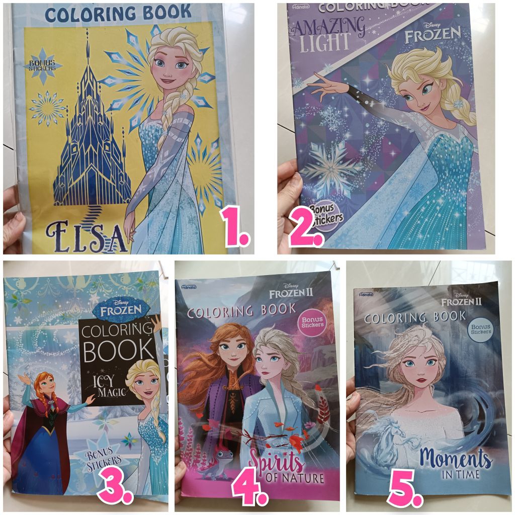 buku mewarnai dan bonus stickers frozen anna elsa adinata