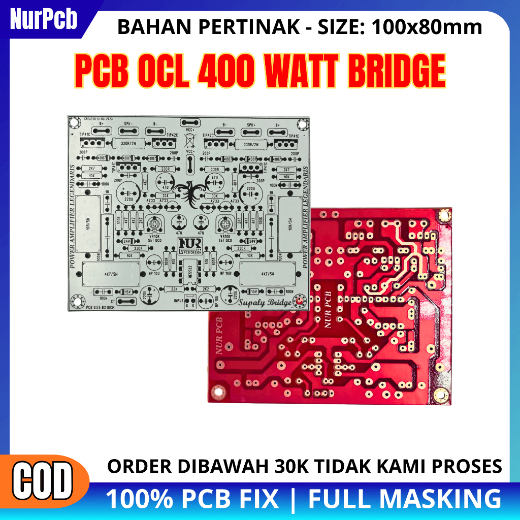 NUR PCB - PCB Power Amplifier OCL 400 Watt Bridge Safari - Ocl 400W Btl - Safari Bridge Btl