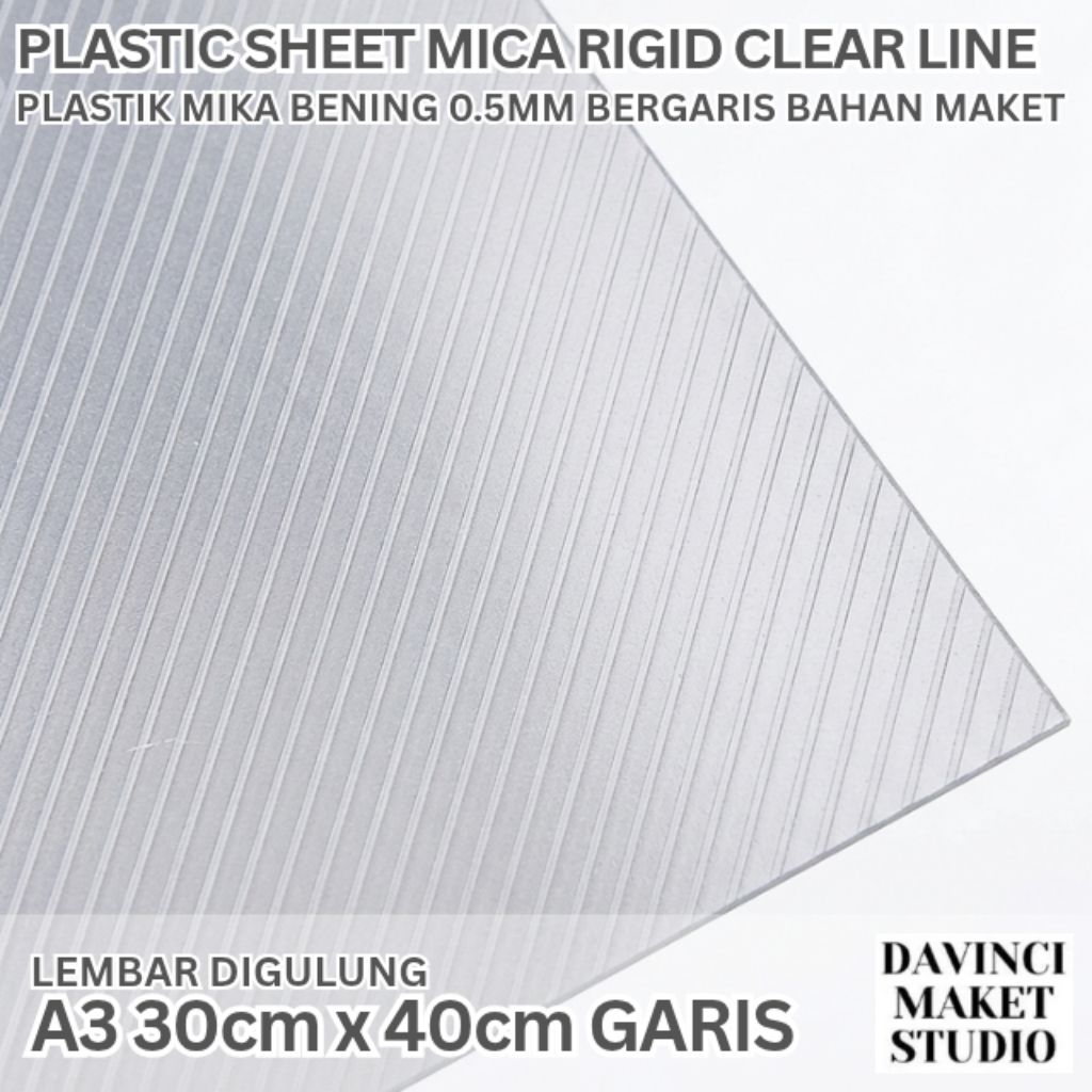 (A3.line) Plastik Mika Rigid Kaku Clear Bening Bergaris Garis Bahan Maket Miniatur Diorama - Line Mi