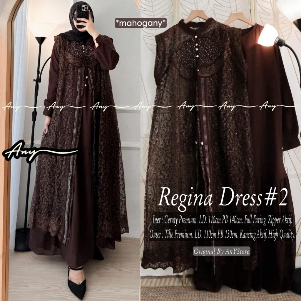 Regina dress set inner  long outer tile premium by any | Stella dress by mudra | dress brokat mix ti