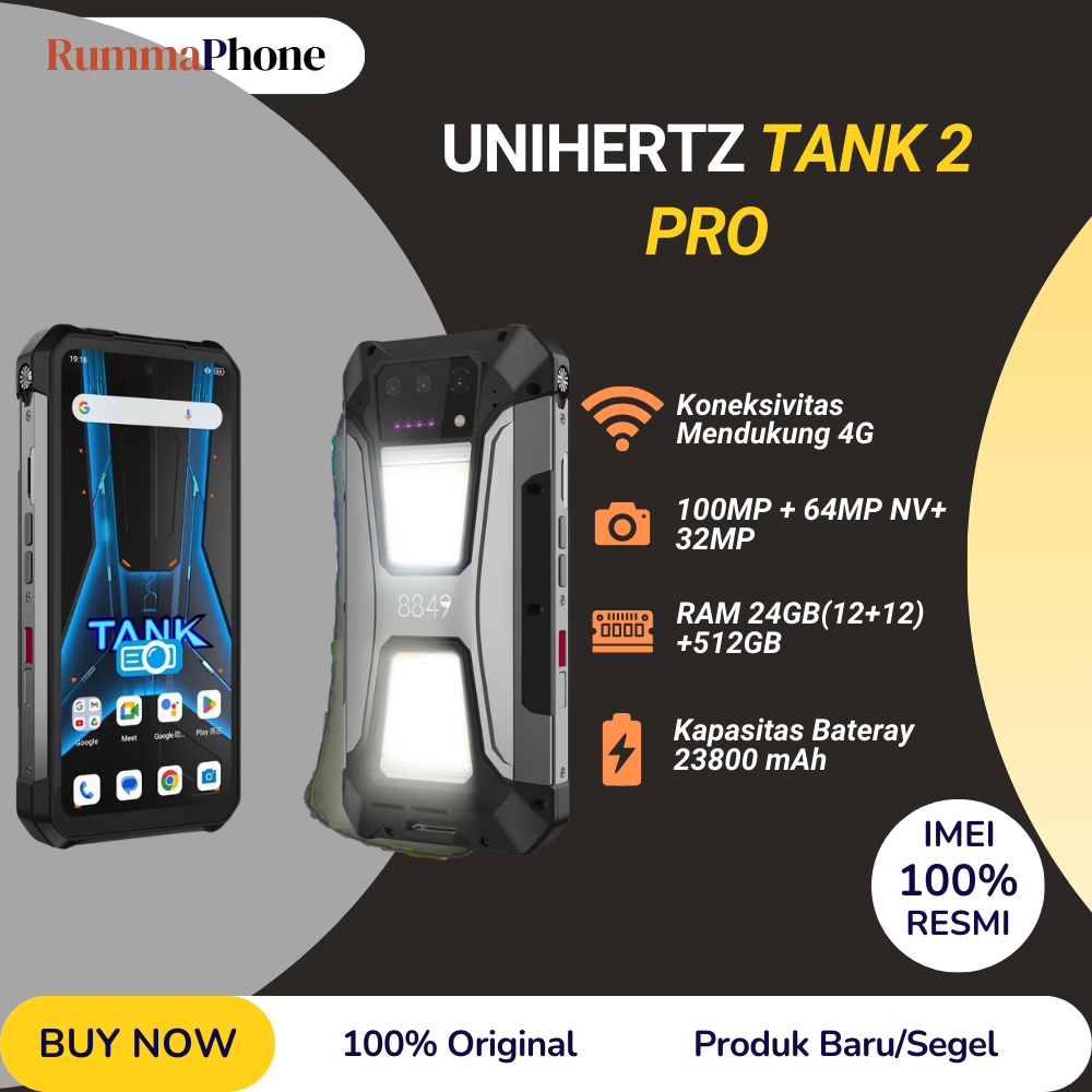 Unihertz Tank 2 Pro Rugged Smartphone 4G 24GB/512GB 23800mAh 120W Helio G99 6.79" FHD+ 120Hz