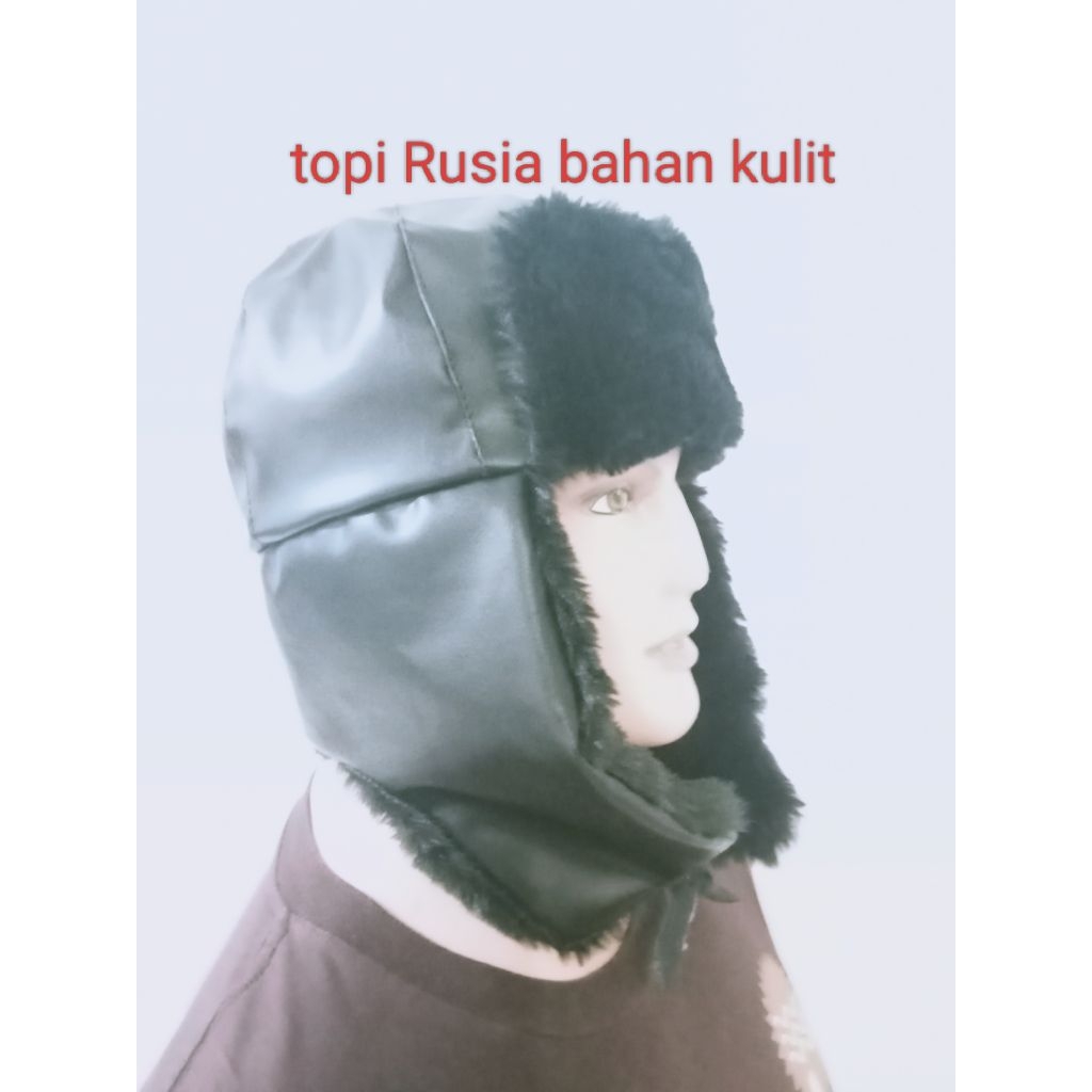 Topi Bulu Mongol Mongolia Rusia Musim Dingin Bahan Kulit Dewasa Remaja /Topi Ushanka Russian Hat Bom