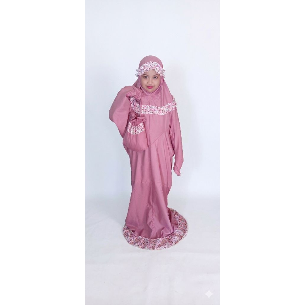 Mukena Terusan Khusus  Anak warna peach TK SD  Mukena Santri | Annida