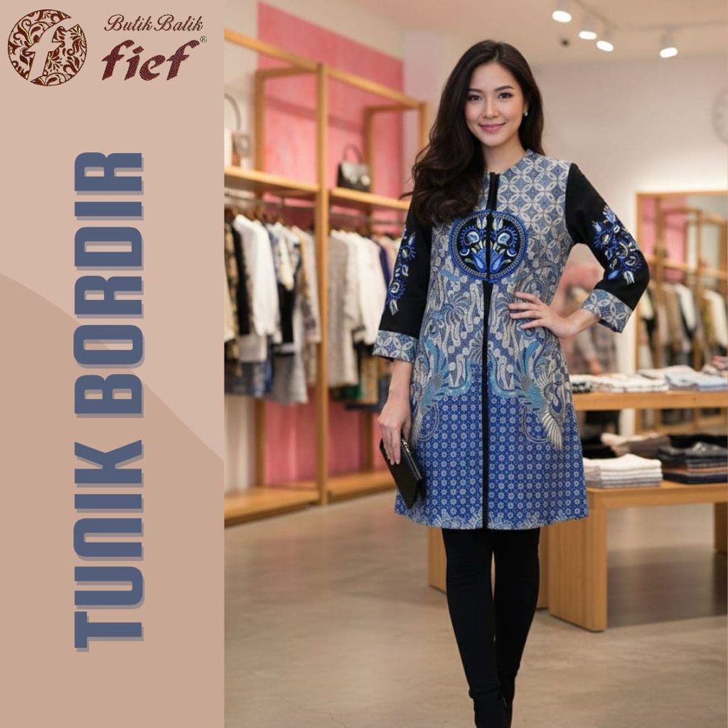 Tunik Bordir Wanita - Bahan Doby