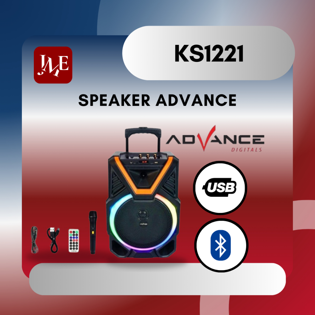 Advance Speaker Bluetooth Bass Outdoor Speakers KS-1221 Salon Aktif Bluetooth Full Bass Speaker Blue