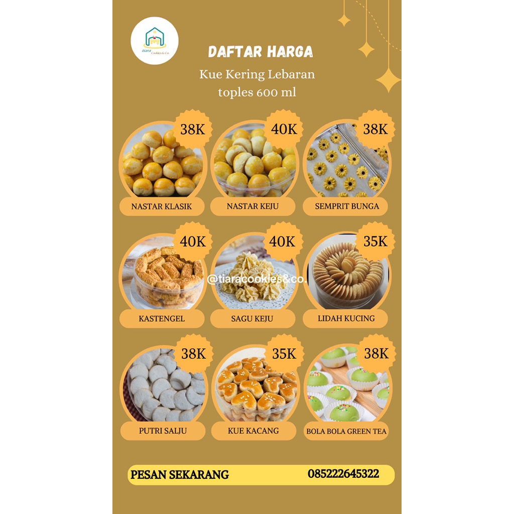 kue kering lebaran/nastar/sagu keju/kue kacang/kastangel/bola"coklat atau green tea/lidah kucing/sem