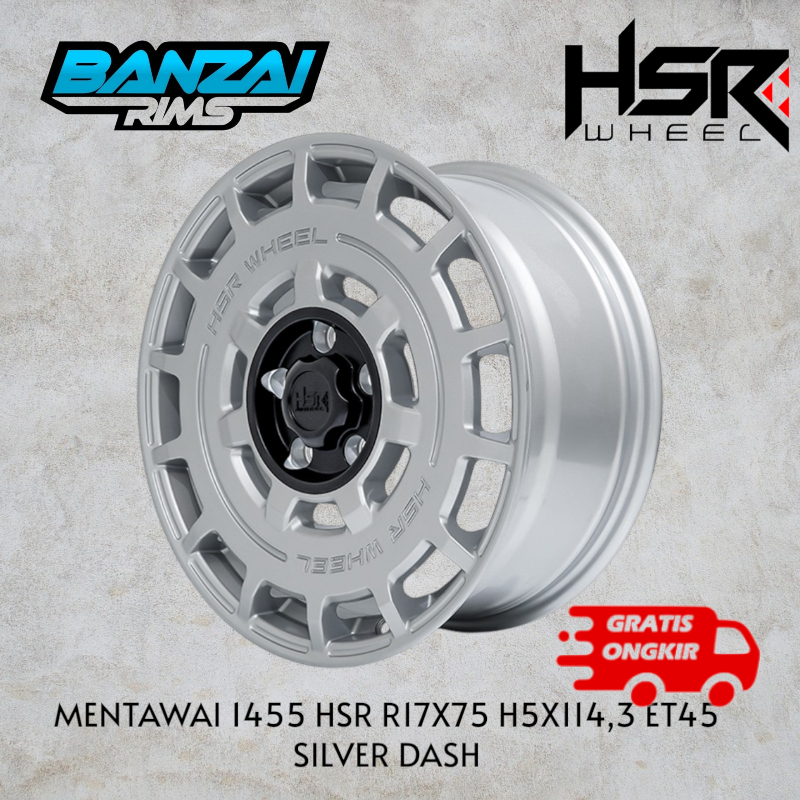 velg mobil ring 17 hsr mentawai pcd 5x114,3 silver ,hsr mentawai model retro ring 17