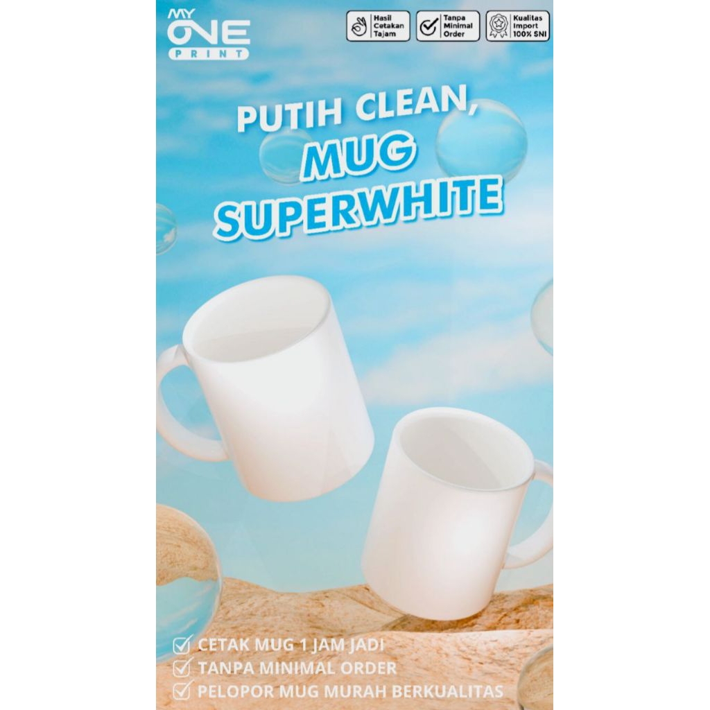 [SATUAN ] Mug Bahan Coating Superwhite SQ one
