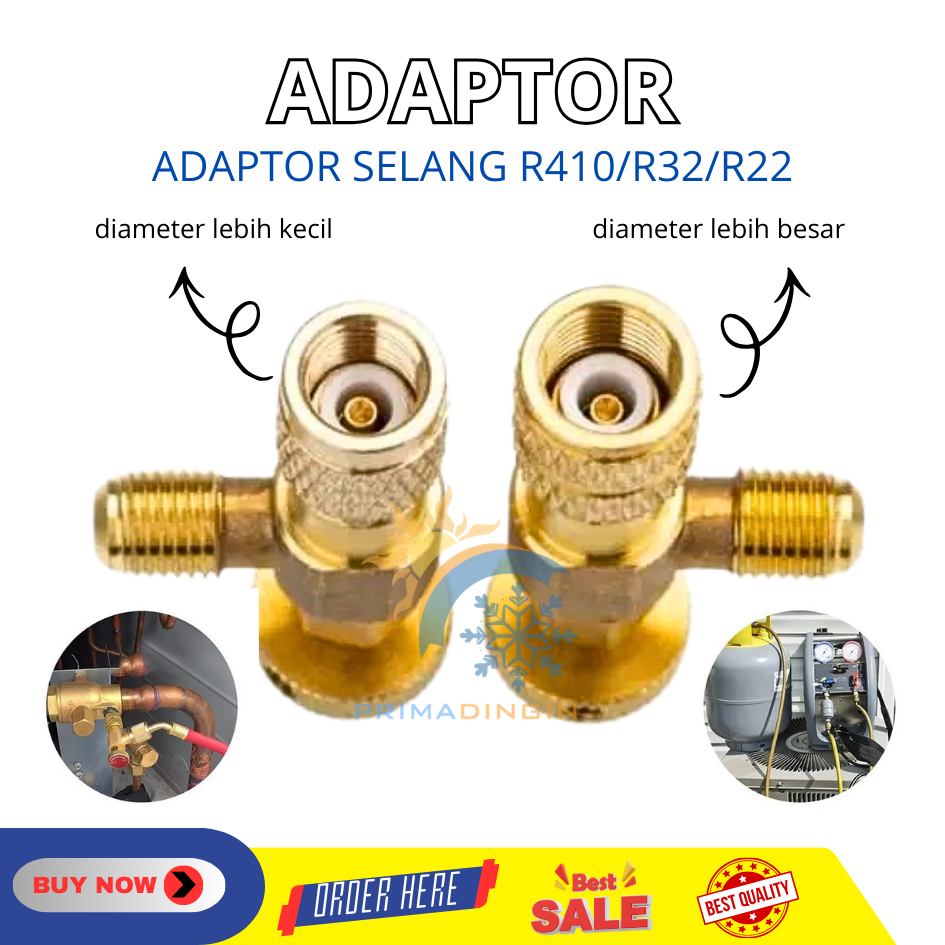 ADAPTOR R32-R410Kran Connector R22 ke R32 dan R32 ke R22 Material kuningan berkualitas