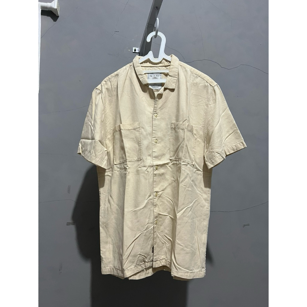 Kemeja cowok laki pria Earth tone celcius lengan pendek katun