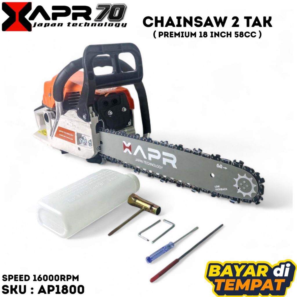 Senso 16inch chainsaw XAPR chain saw mesin gergaji kayu 2tak 52cc garansi APR ap1800