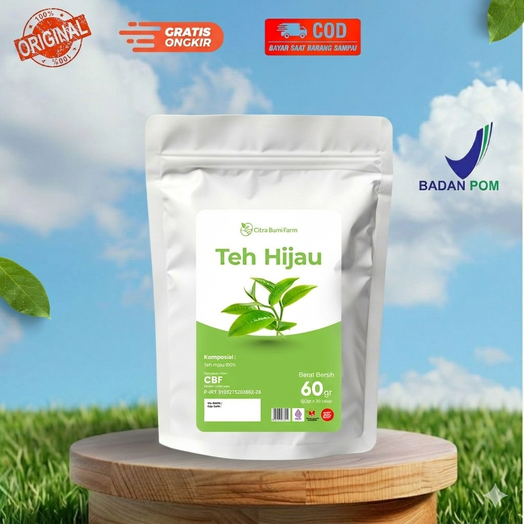 Teh Hijau Asli Citra Bumi Farm - Green Tea 100% Detox Diet Pelangsing Alami Isi 30 Kantong Celup