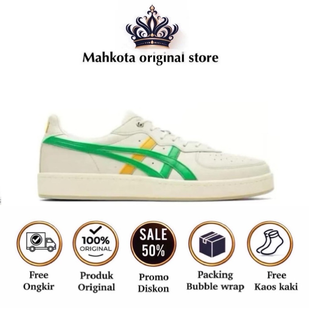 Sepatu pria Wanita Original 0nitsuka Mexic0 66 GSM SD White Green Yellow
