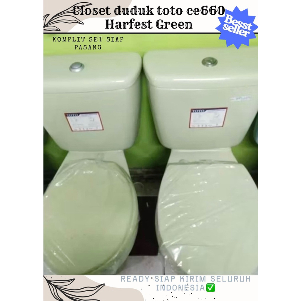 CLOSET DUDUK TOTO CW660 HARFEST GREN|Closet duduk toto berkualitas|CLOSET TOTO KOMPLIT SET