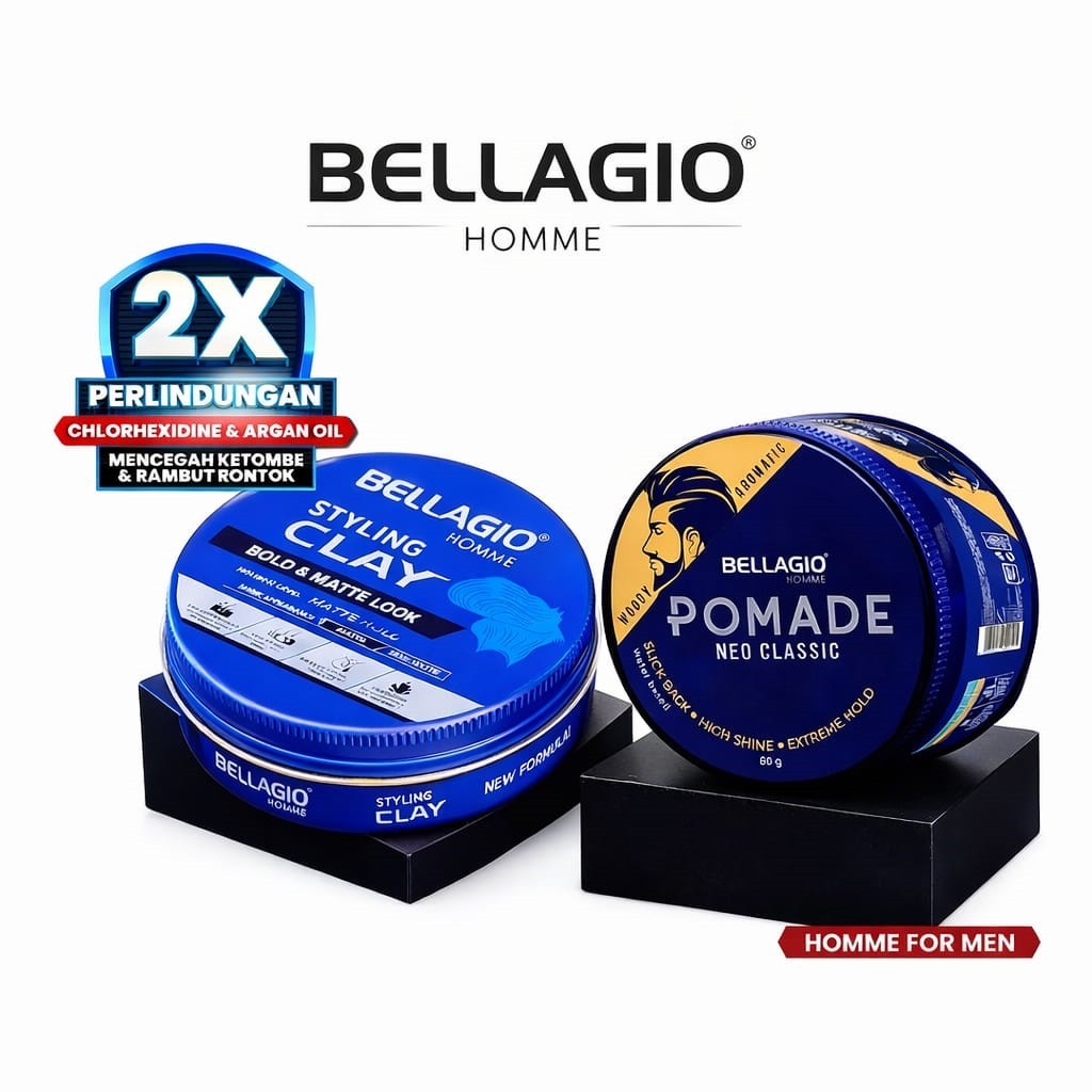 Bellagio Homme Pomade Styling Clay & Pomade Mega Hold | Neo Classic Pomade