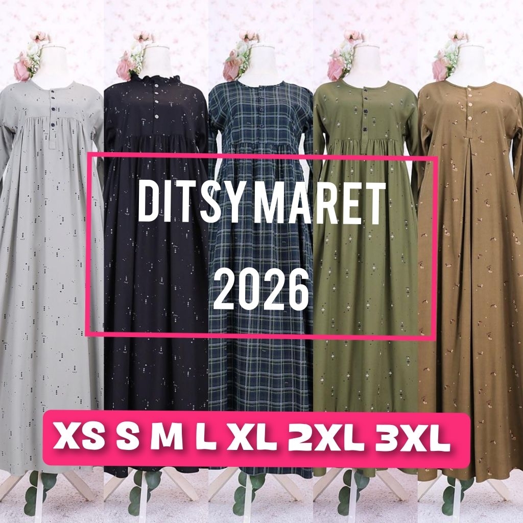 Daster Ditsy Maret Nightgown 2026 XS S M L XL 2XL 3XL Nellie Ashgrey, Nellie SableBlack, Vinette Jet
