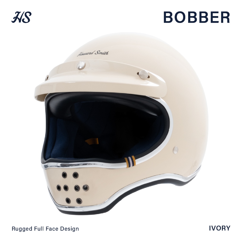 Howard Smith Bobber Retro Helm Full Face - Ivory