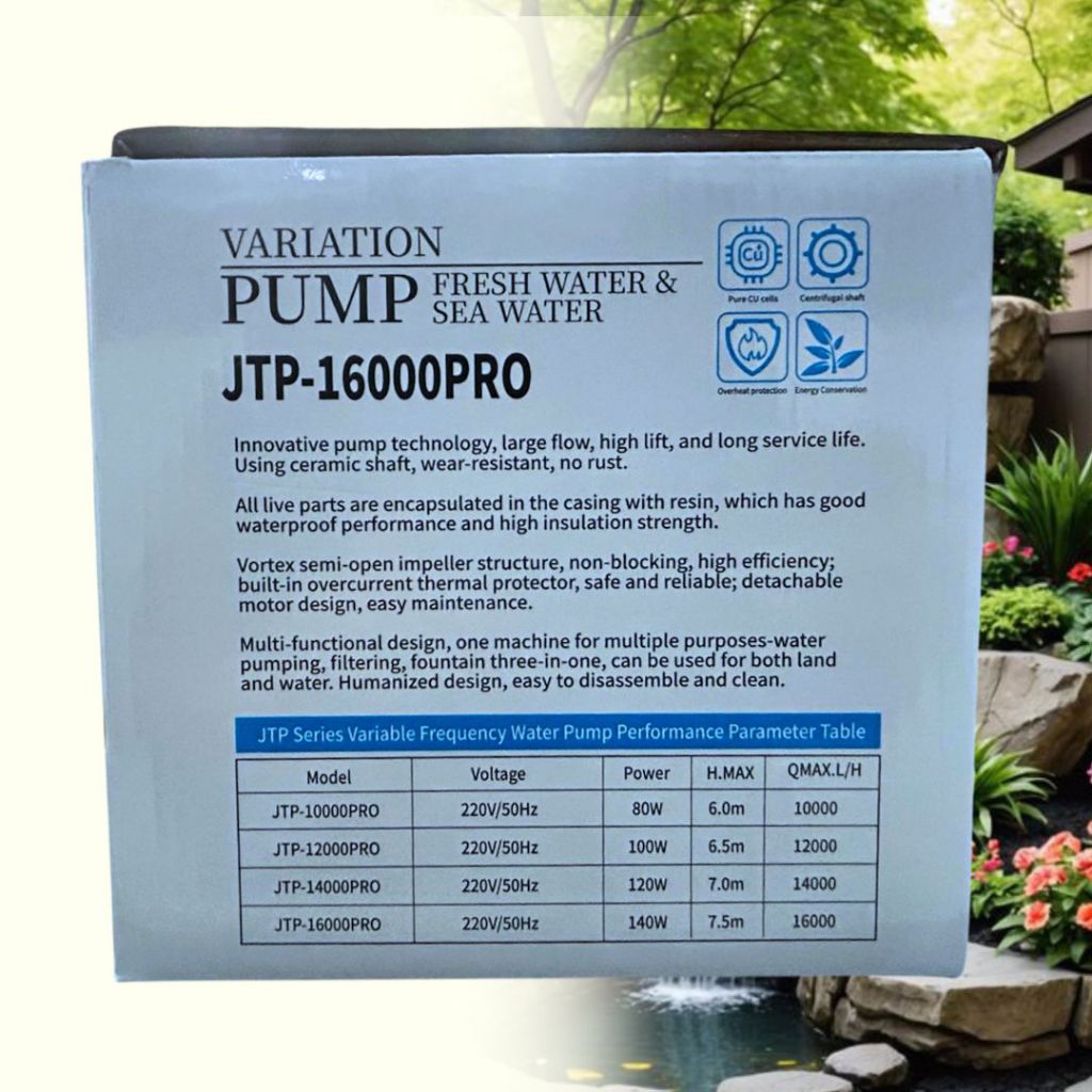 ROSSTON JTP 9000 / 10000 / 12000 / 16000 POMPA KOLAM AQUARIUM HIDROPONIK FRESS & SEA WATER