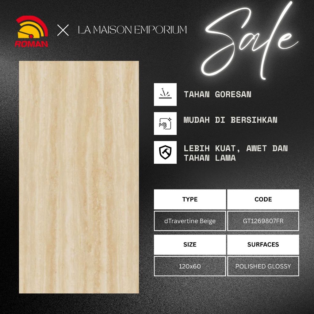 Granit 120x60 GT1269807FR dTravertine Beige/ Granite 60x120 Tile Travertine Biege  Top Table Dinding