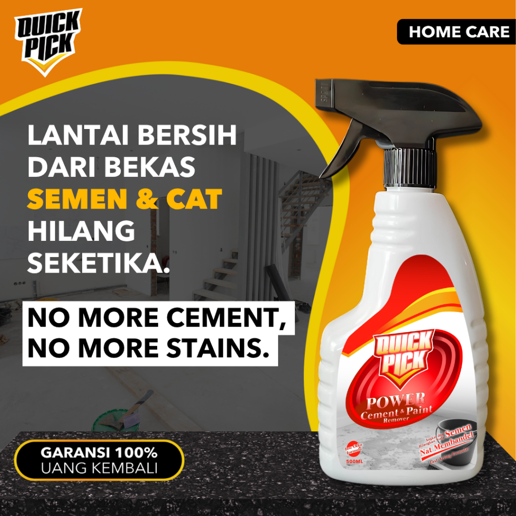 QUICKPICK CEMENT REMOVER KERAMIK (FREE SIKAT) Cairan Spray Pembersih Lantai Keramik Noda Bekas dari 