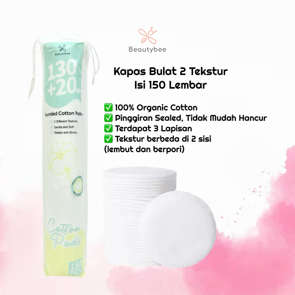 BEAUTYBEE KAPAS WAJAH MAKEUP SKINCARE EKSFOLIASI BULAT 2 TEKSTUR 3 LAPIS ISI 150 LEMBAR (SY419/ SY42