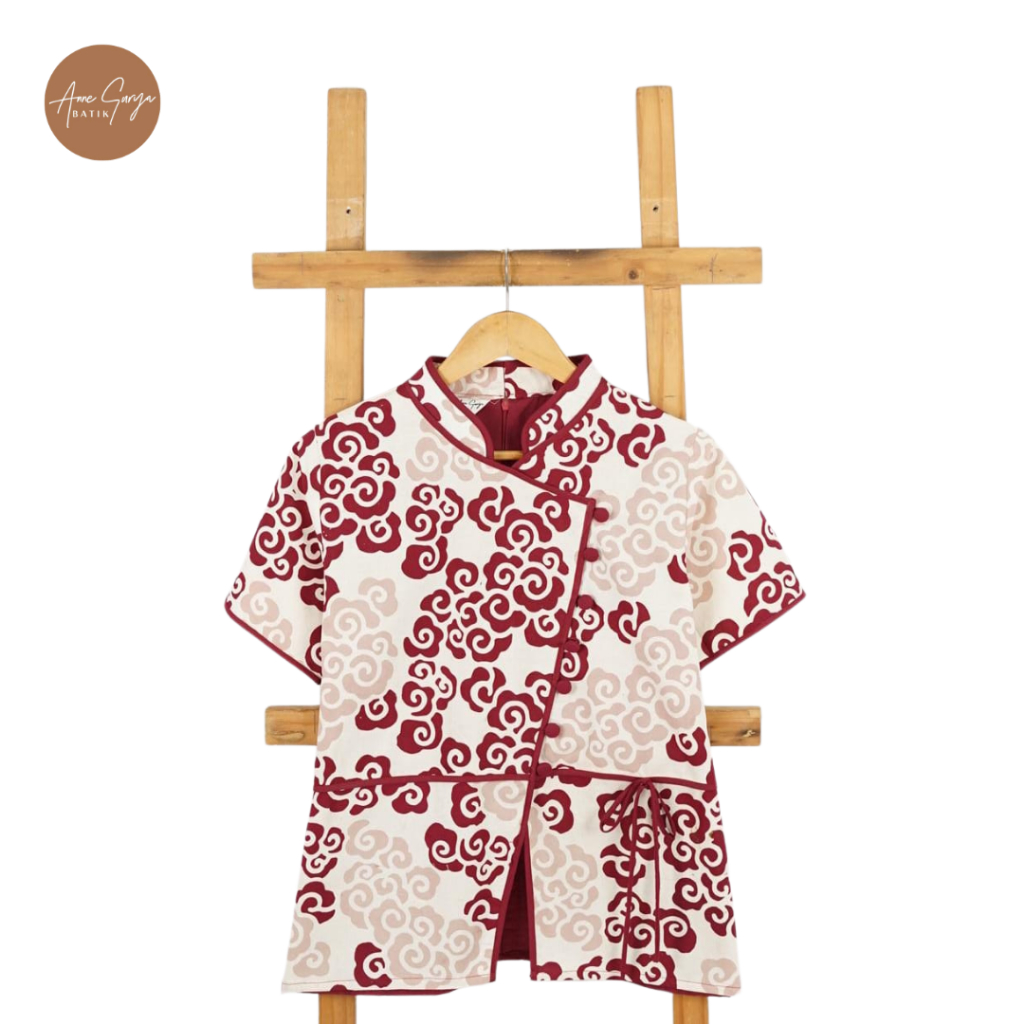 Varisha Batik Top Annesurya 02010326/Atasan/Blus batik kombinasi katun polos