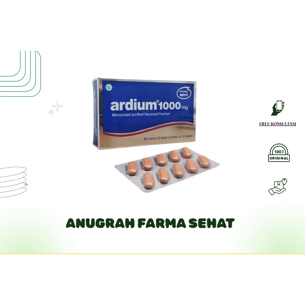 ARDIUM 1000 MG ECER PER TABLET - Obat Untuk Mengurangi Nyero, Bengkak & BAB Berdarah
