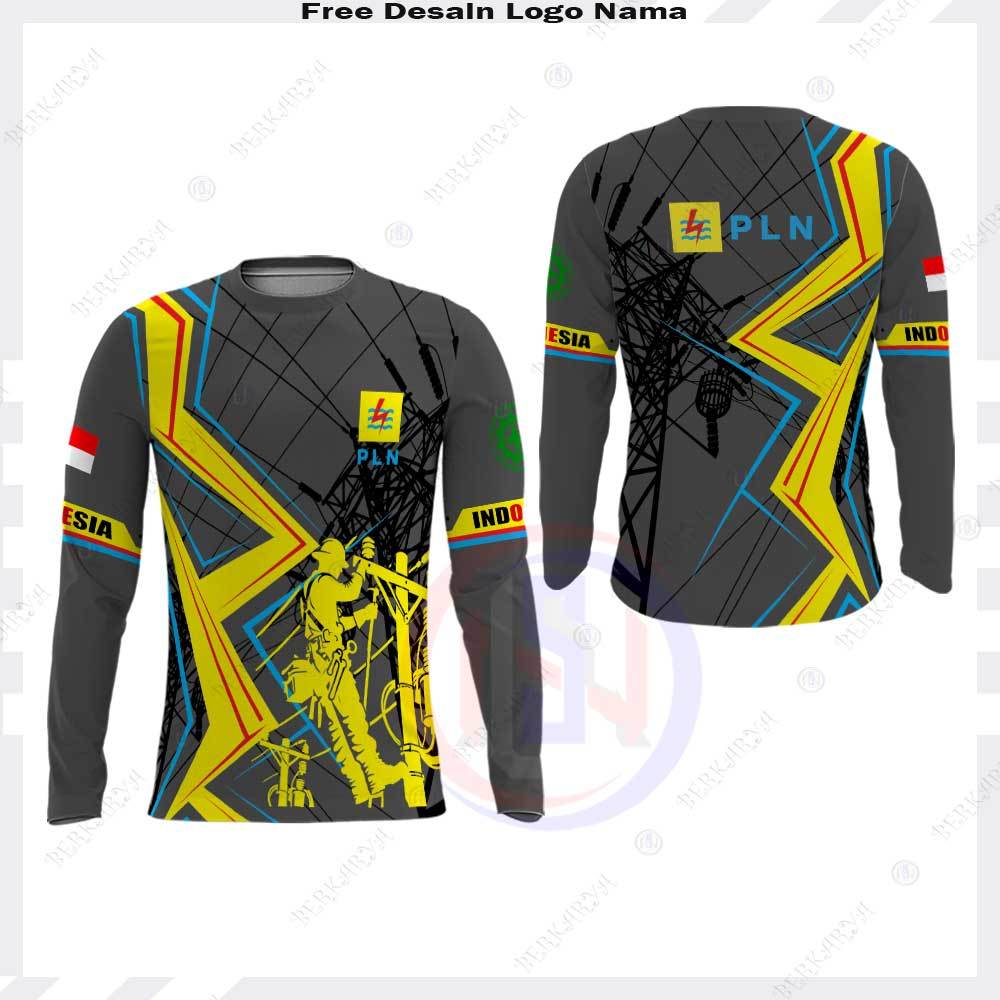 KAOS BAJU PLN TERBARU / JERSEY PLN LENGEN PANJANG FULLPRINT / KAOS PLN FREE CUSTOM
