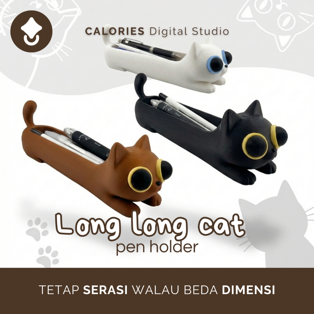 Tempat Pensil Pulpen Kucing Lucu Pen Holder Aesthetic Desk Organizer Aksesori Meja Kerja Belajar Uni