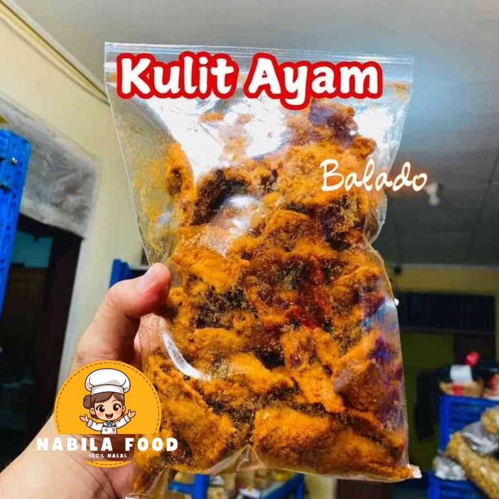 Kulit ayam crispy balado kemasan 500 gram