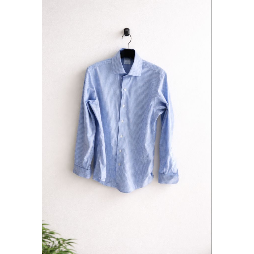 Kemeja Pria Brooks Brothers Kotak-kotak Lengan panjang