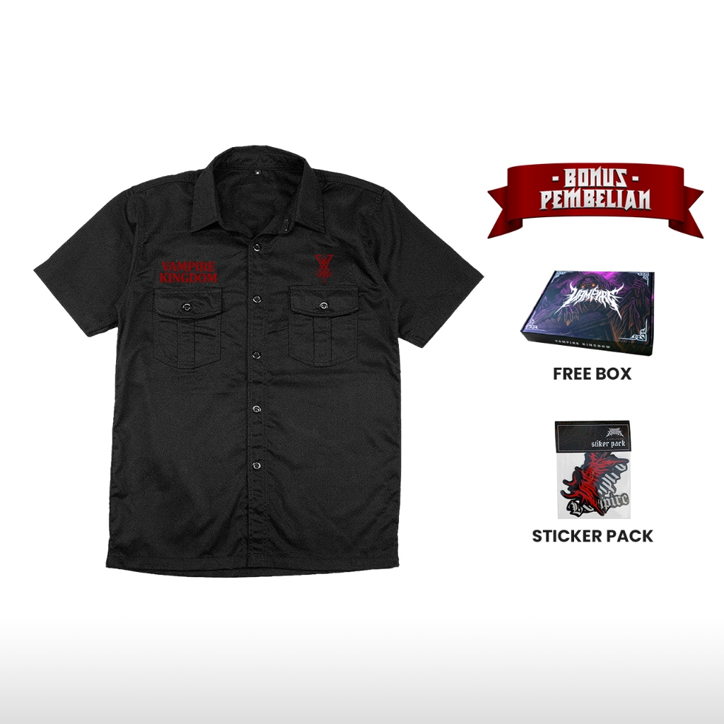 Workshirt Pria Kemeja Kerja Cowok Hitam Luciford Vampire Kingdom