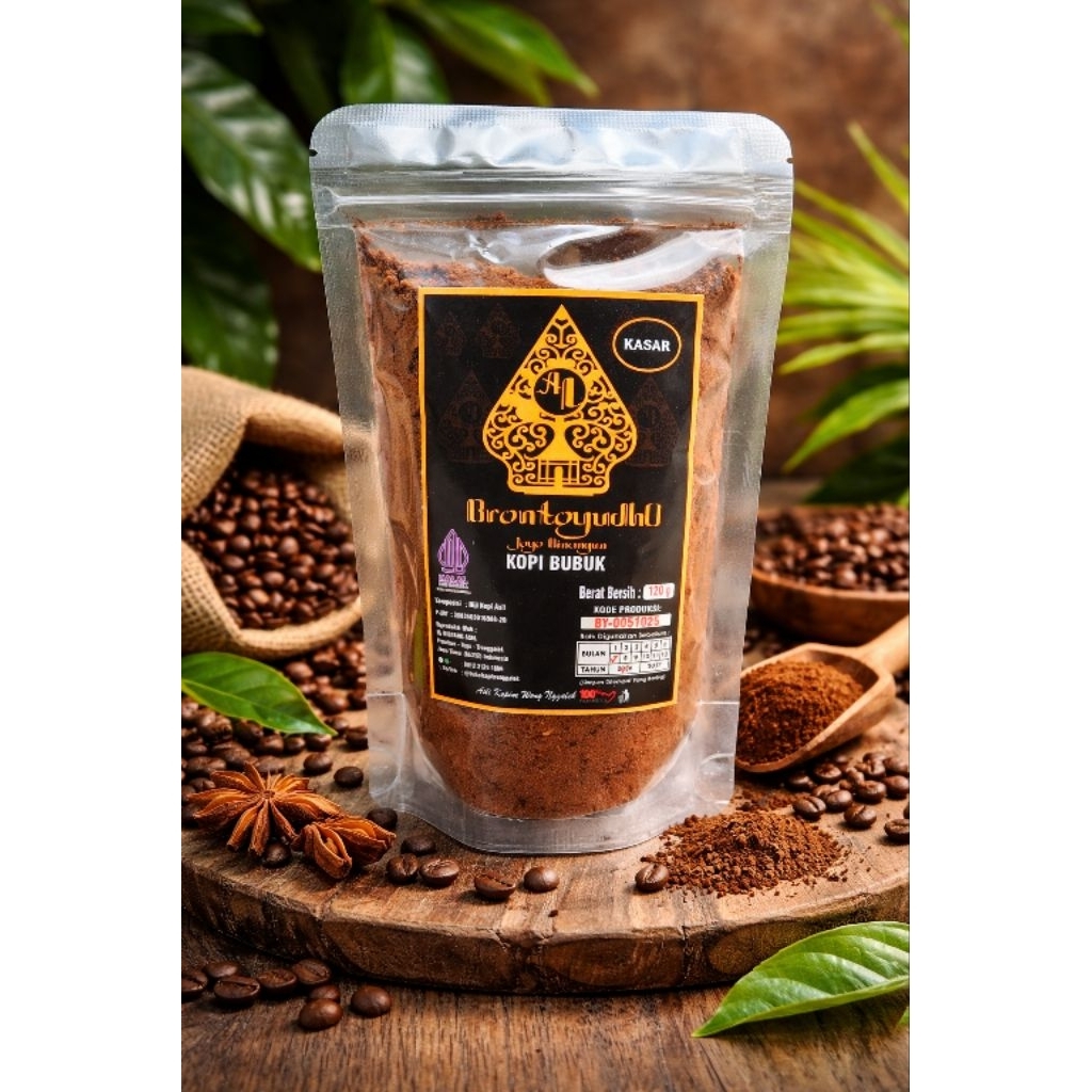 BRONTOYUDHO Kopi Bubuk Kasar Kopi Bubuk Halus Kopi Robusta 120g