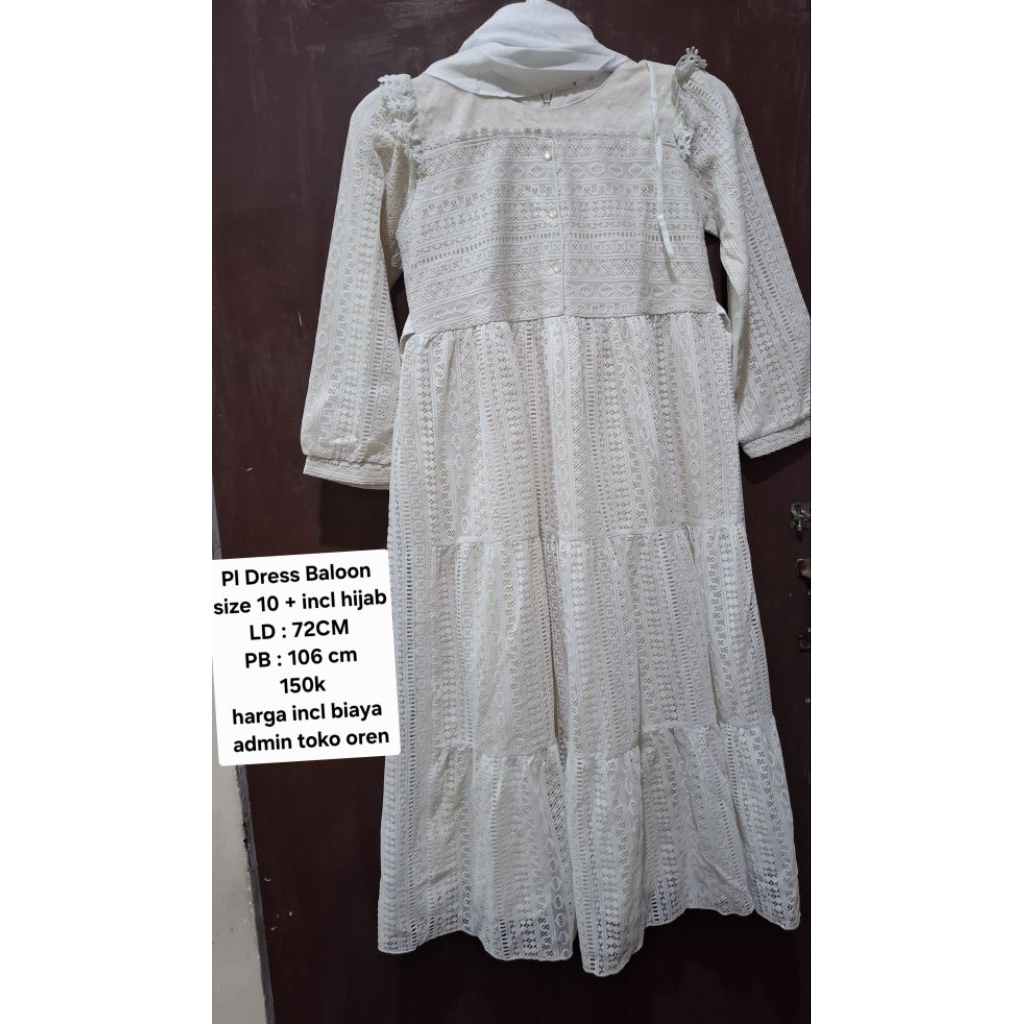 Dress Anak Balloon Size 10 | Brokat Putih |