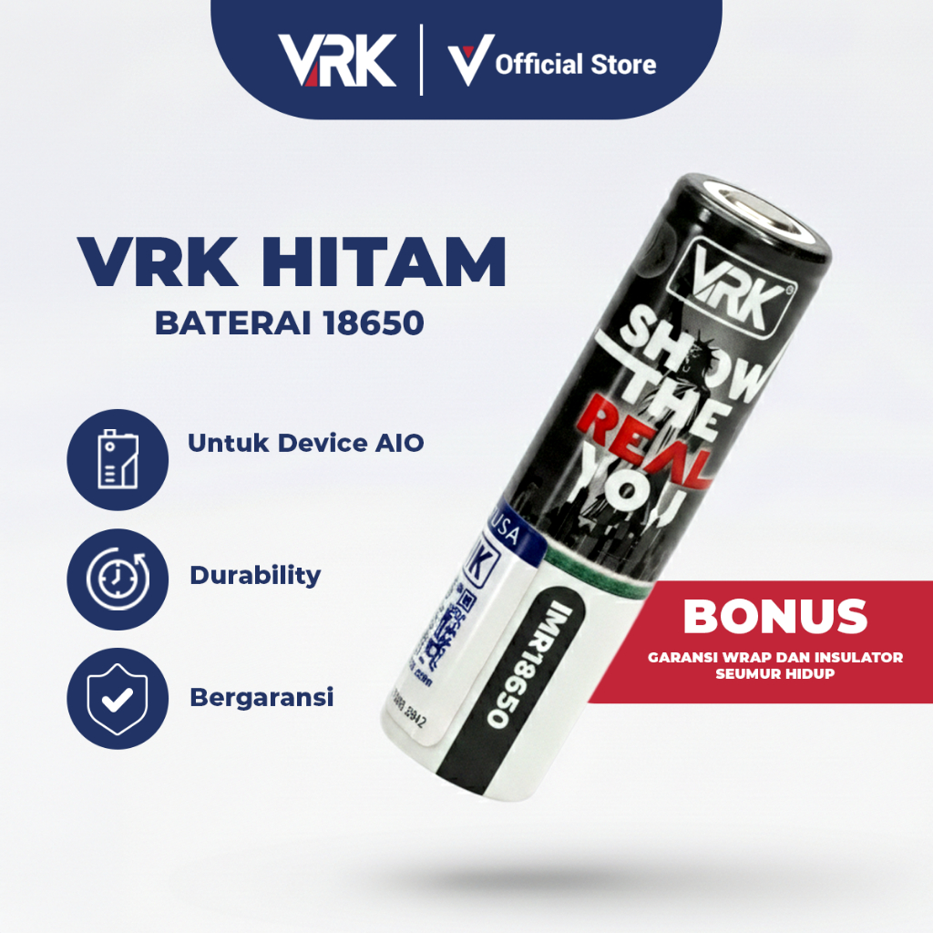 VRK 18650 3500MAH BATTERY VRK BATERAI VRK 3500MAH by VRK HITAM