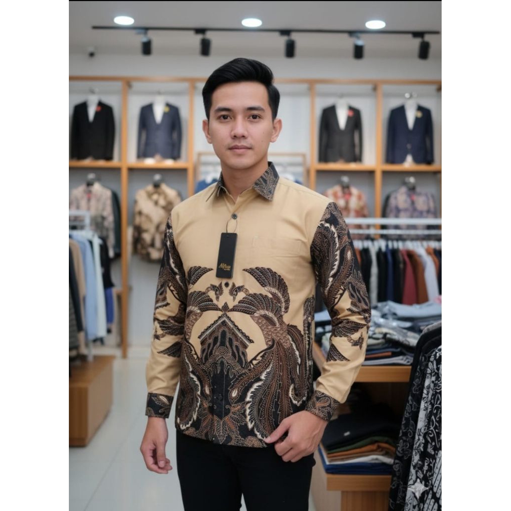KEMEJA BATIK PRIA LENGAN PANJANG SLIMPIT BAHAN KATUN PRINT PREMIUM