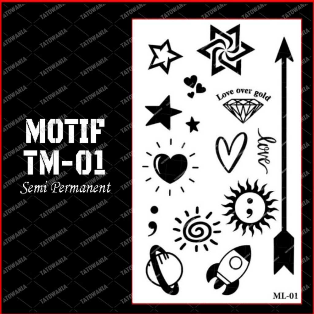 BERTATO-Stiker tato temporer semi permanen Seri TM-01 / Tato temporer anti air semi permanen / Berta