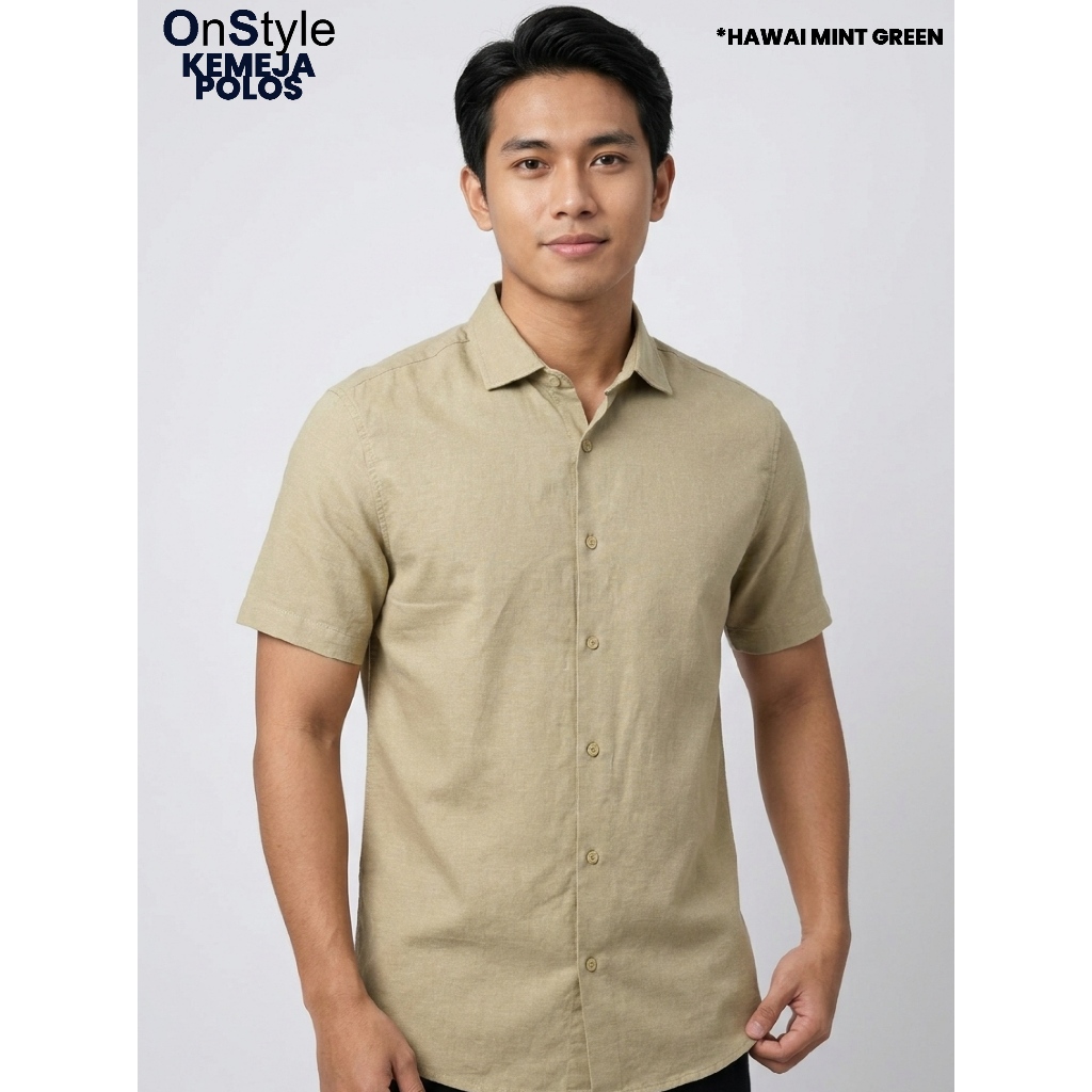 OnStyle Kemeja Oxford Lengan Pendek Hawai Mint Green - KMJ SS HAWAI MINT GREEN OS0001