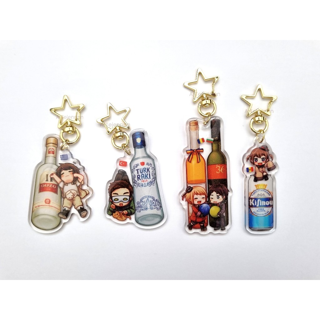 [ArTejennnn] Hetalia Epoxy Keychain – Greece, Türkiye, Romania-Bulgaria, Moldova