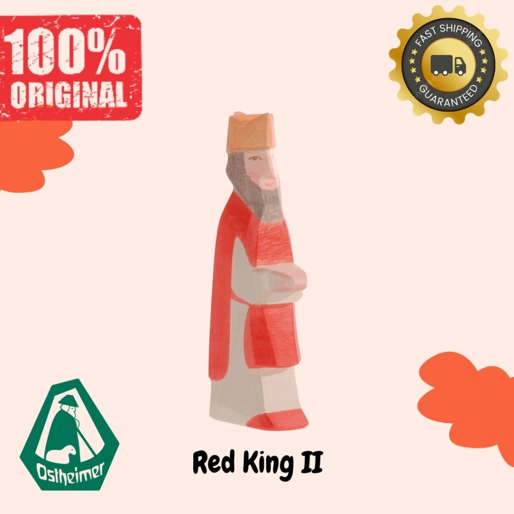 Ostheimer King Red II Original - Mainan Kayu Handmade Jerman Figurine Premium - Mainan Edukasi